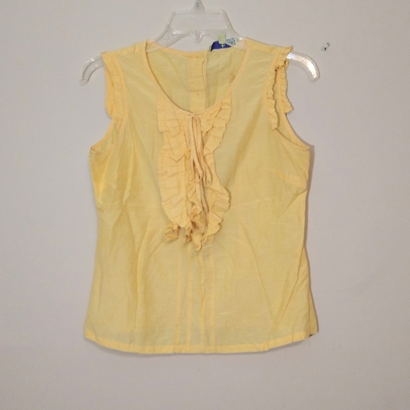 Twist Silk and Cotton Yellow Ruffle Sleeveless Blouse Size 8 - Picture 1 of 5